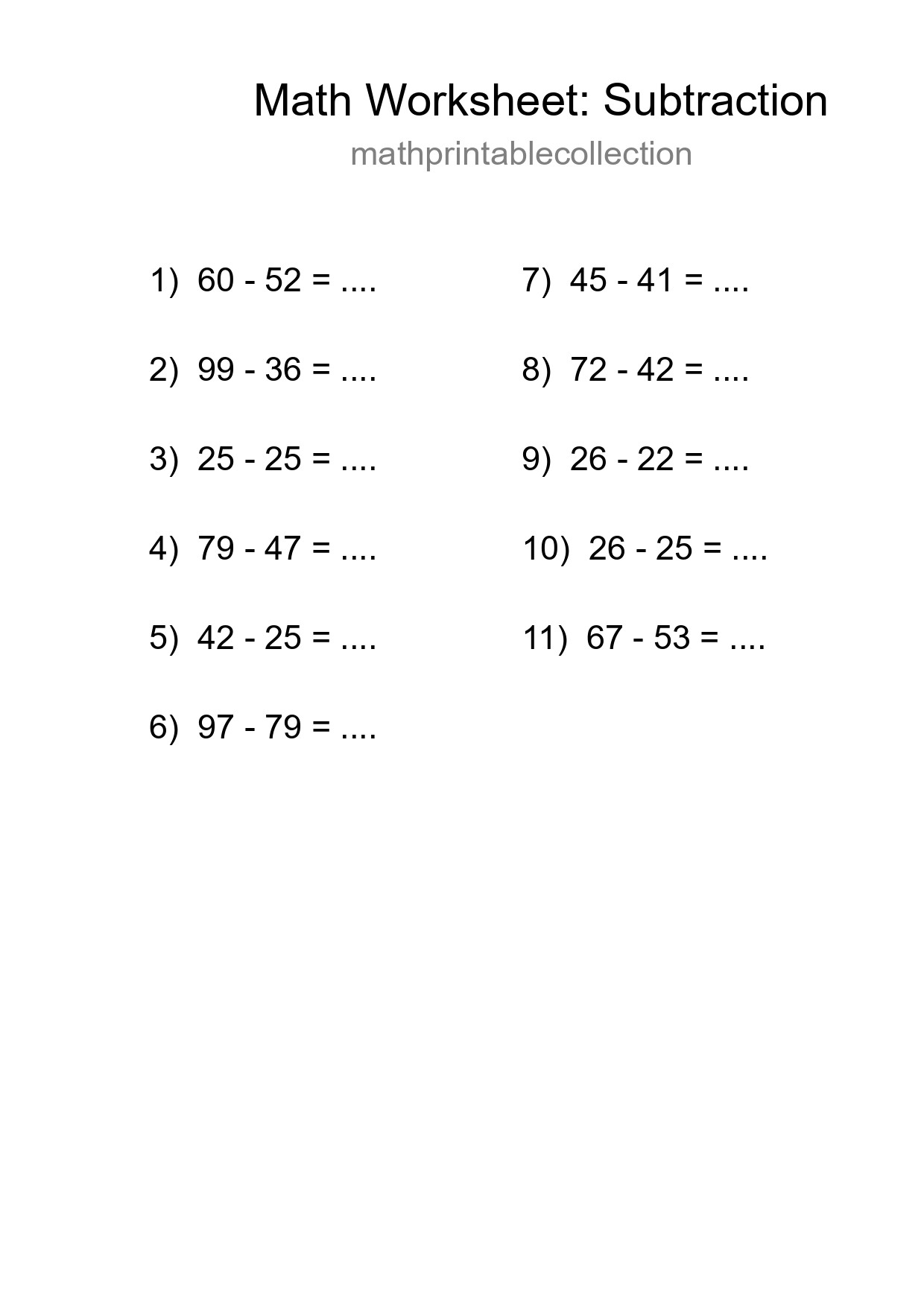 Free 11 Subtraction Math Worksheet For Grade 3 With Answers - Part 19
