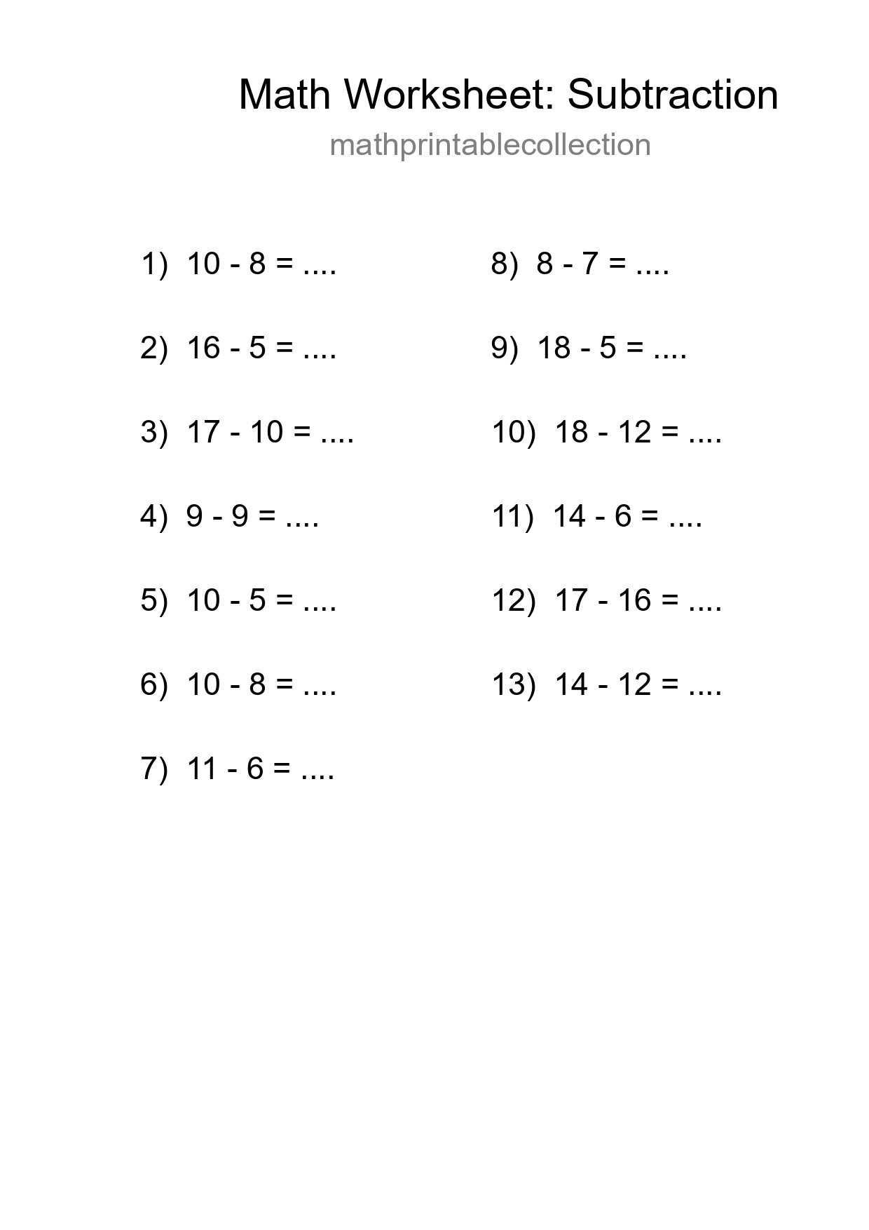 Free 13 Subtraction Math Worksheet For Grade 2 With Answers - Part 206