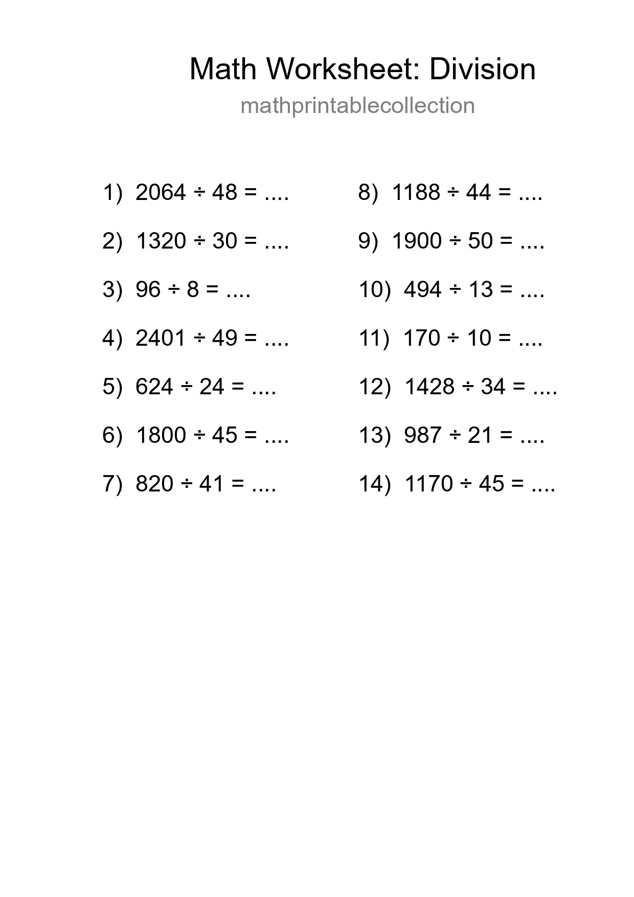 Free 14 Division Math Worksheet For Grade 2 With Answers - Part 26