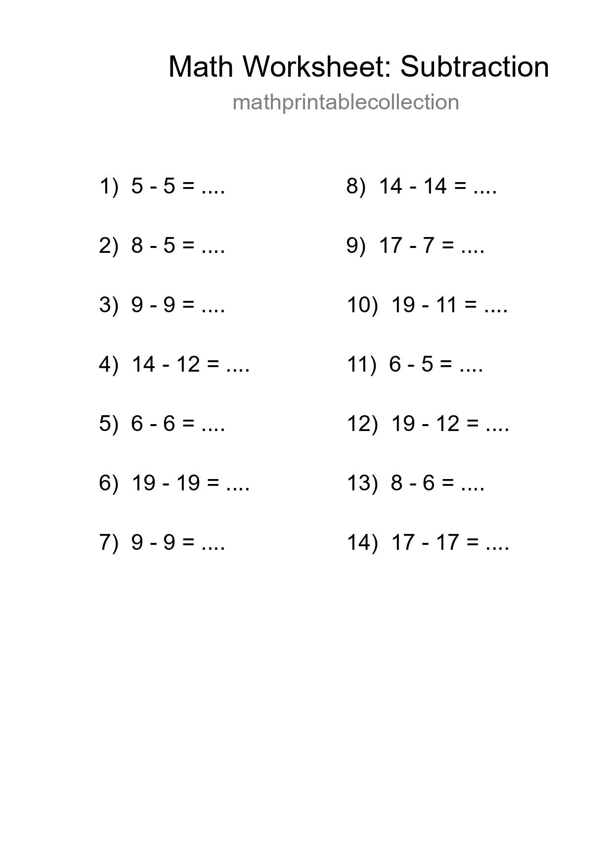 Free 14 Subtraction Math Worksheet For Grade 2 With Answers - Part 85