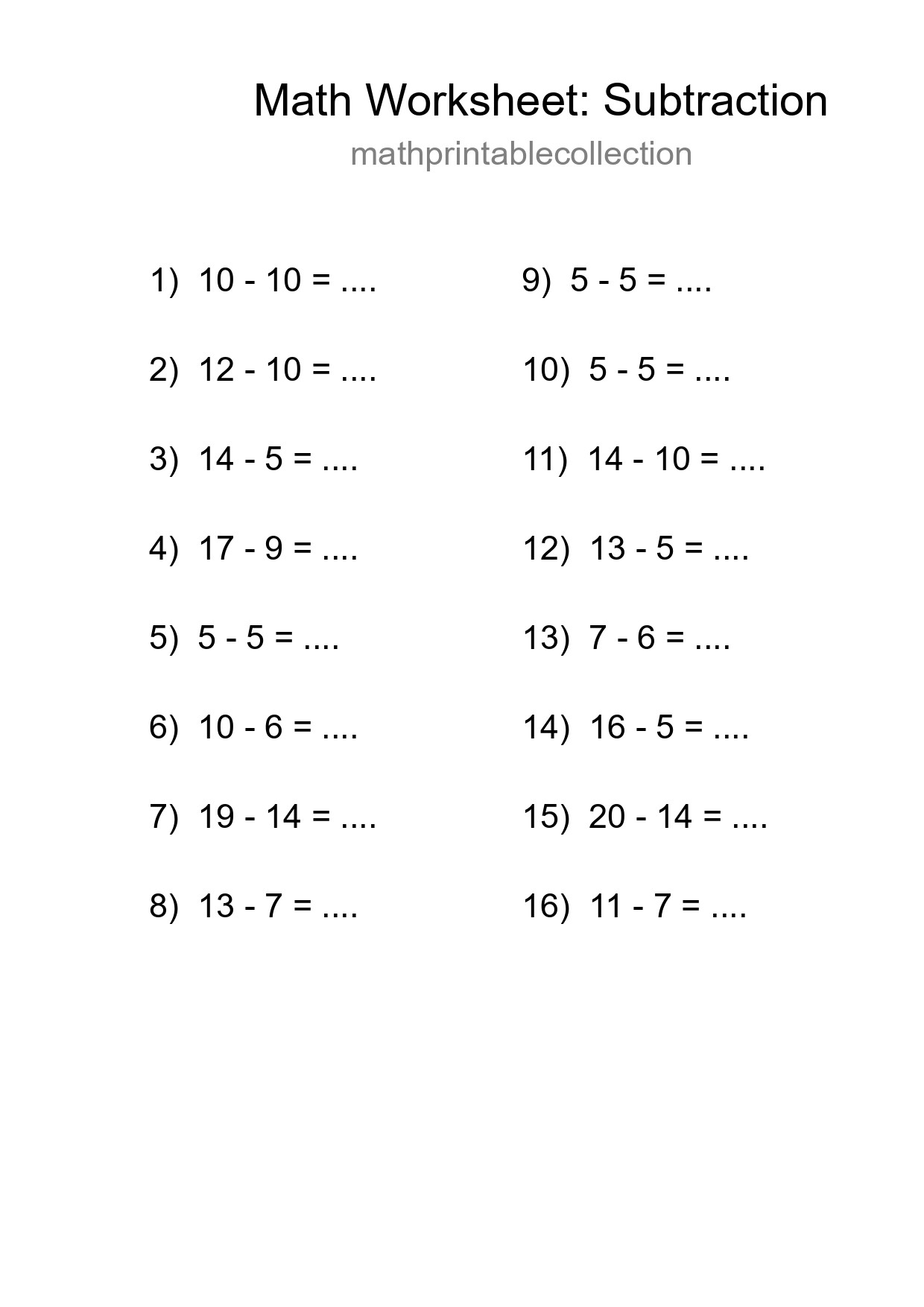 Free 16 Subtraction Math Worksheet For Grade 2 - Part 173