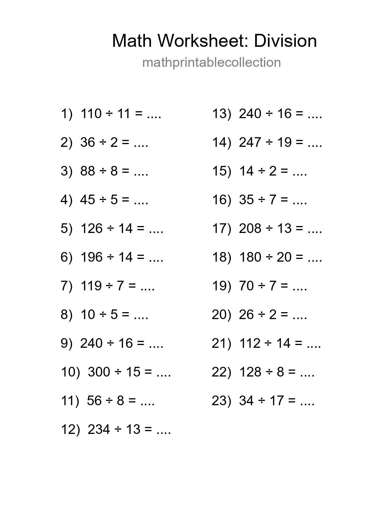 Free 23 Division Math Worksheet For Grade 2 - Part 158