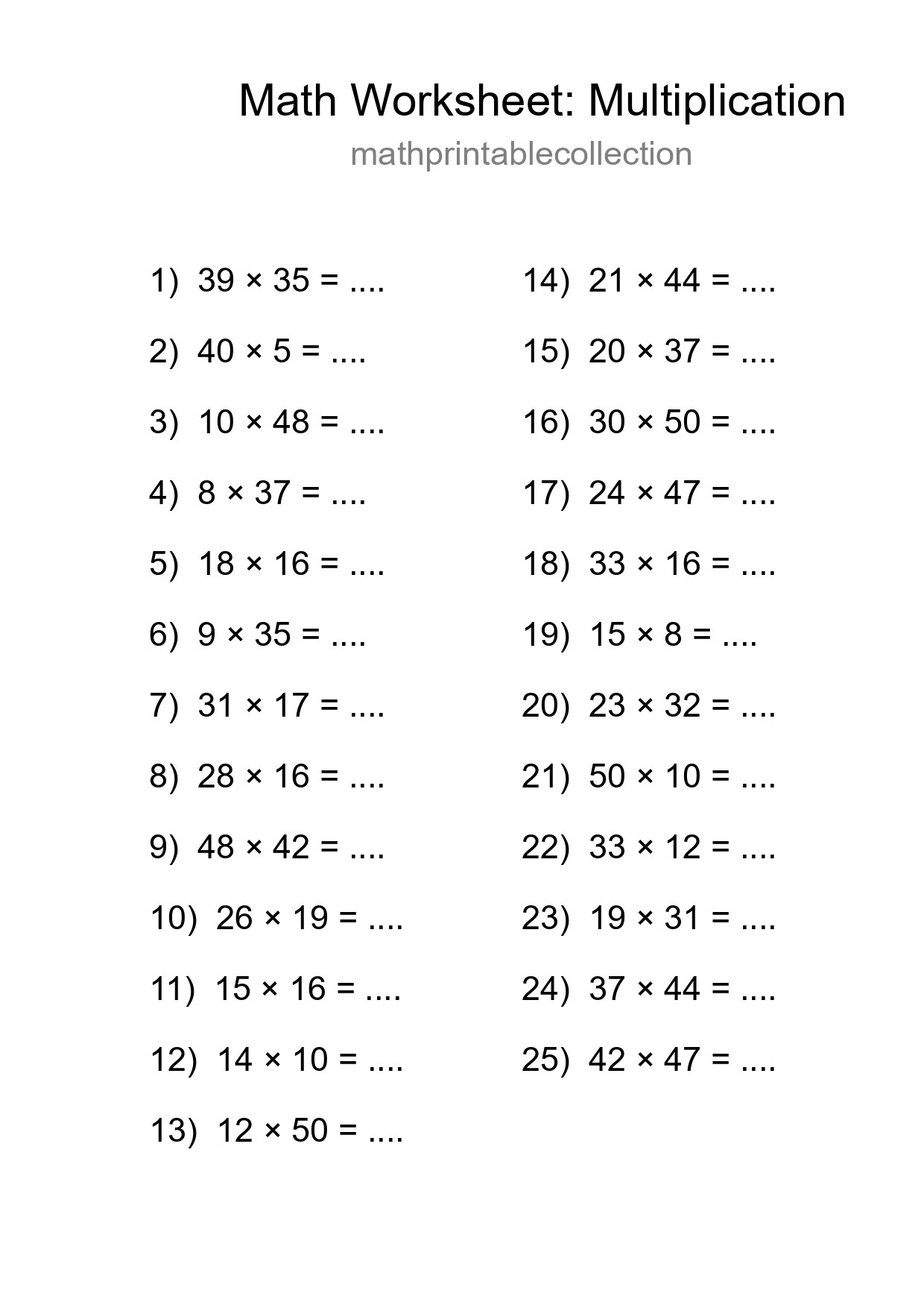 Free 25 Multiplication Math Worksheet For Grade 2 With Answers - Part 95