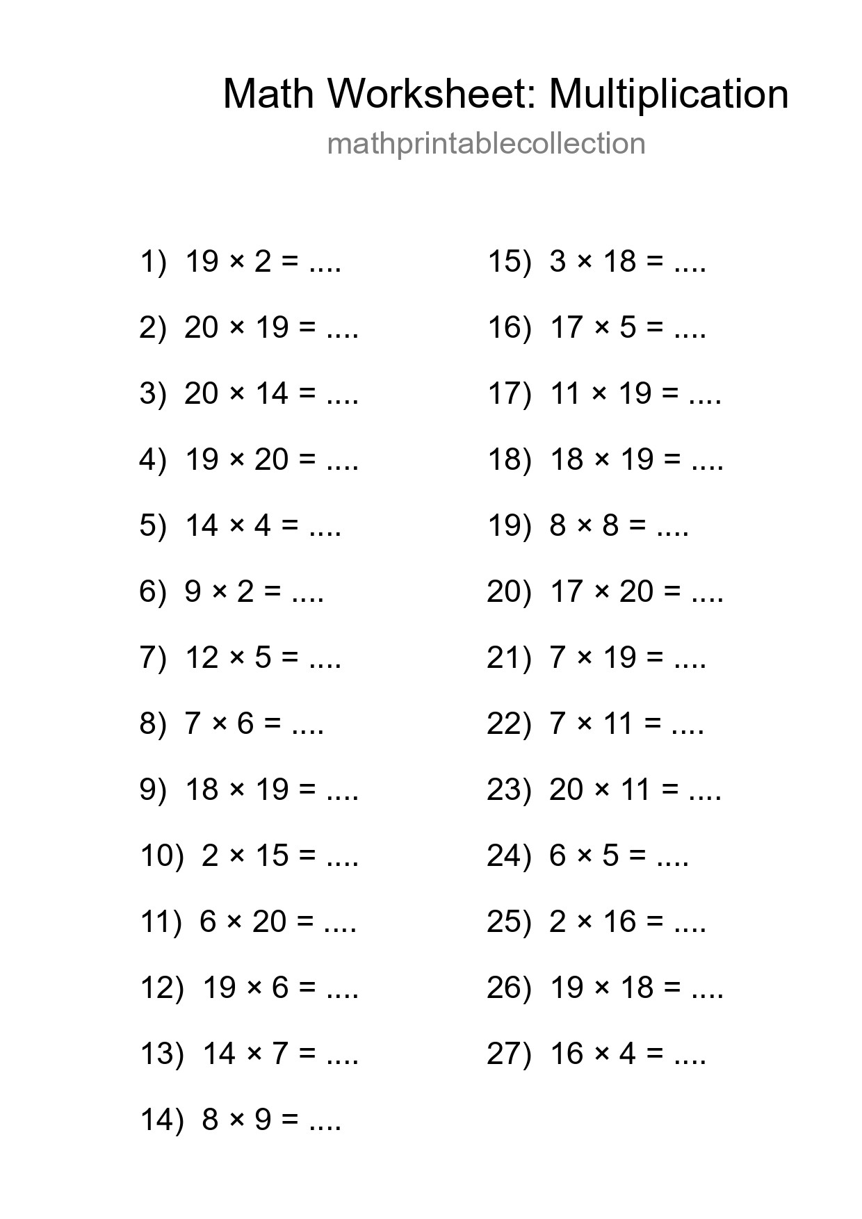 Free 27 Multiplication Math Worksheet For Grade 2 - Part 183
