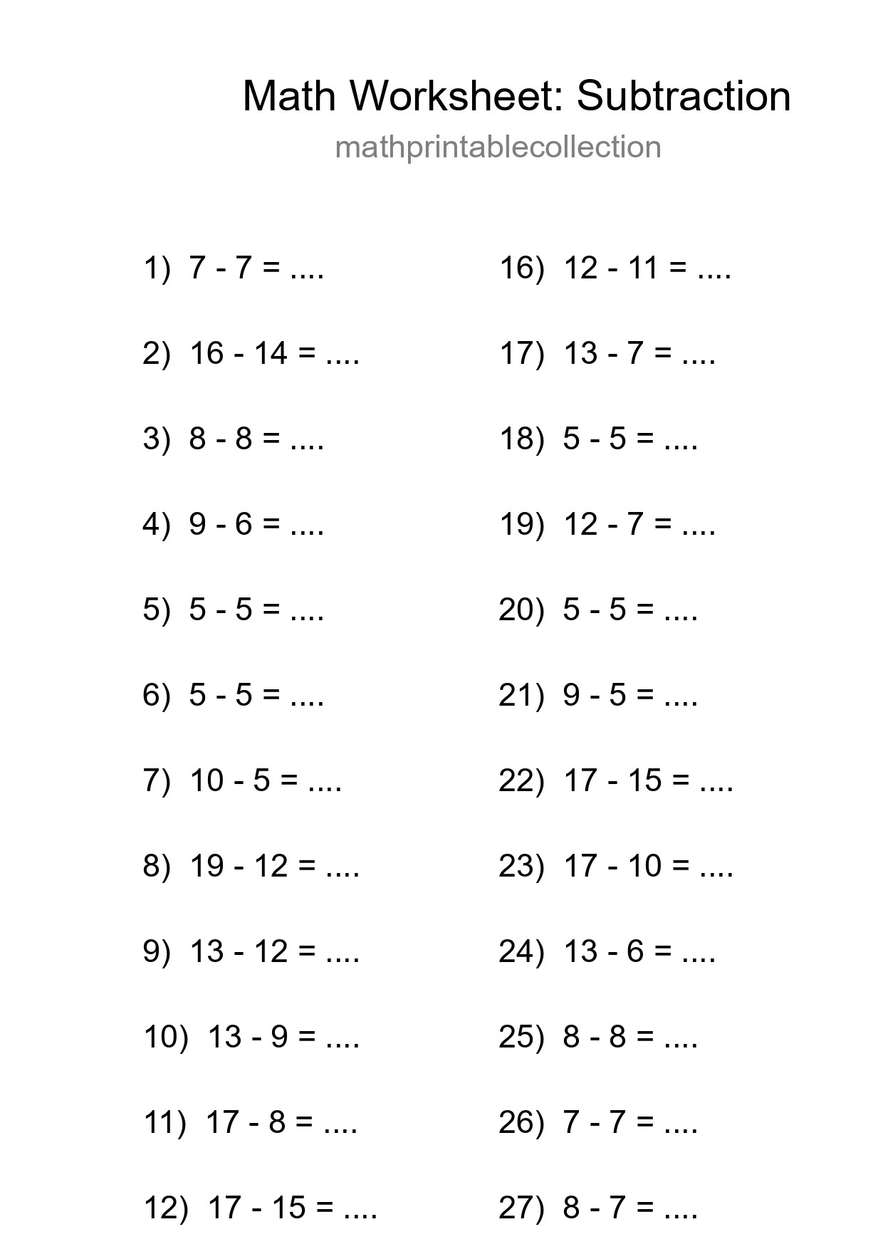 Free 30 Subtraction Math Worksheet For Grade 2 With Answers - Part 261