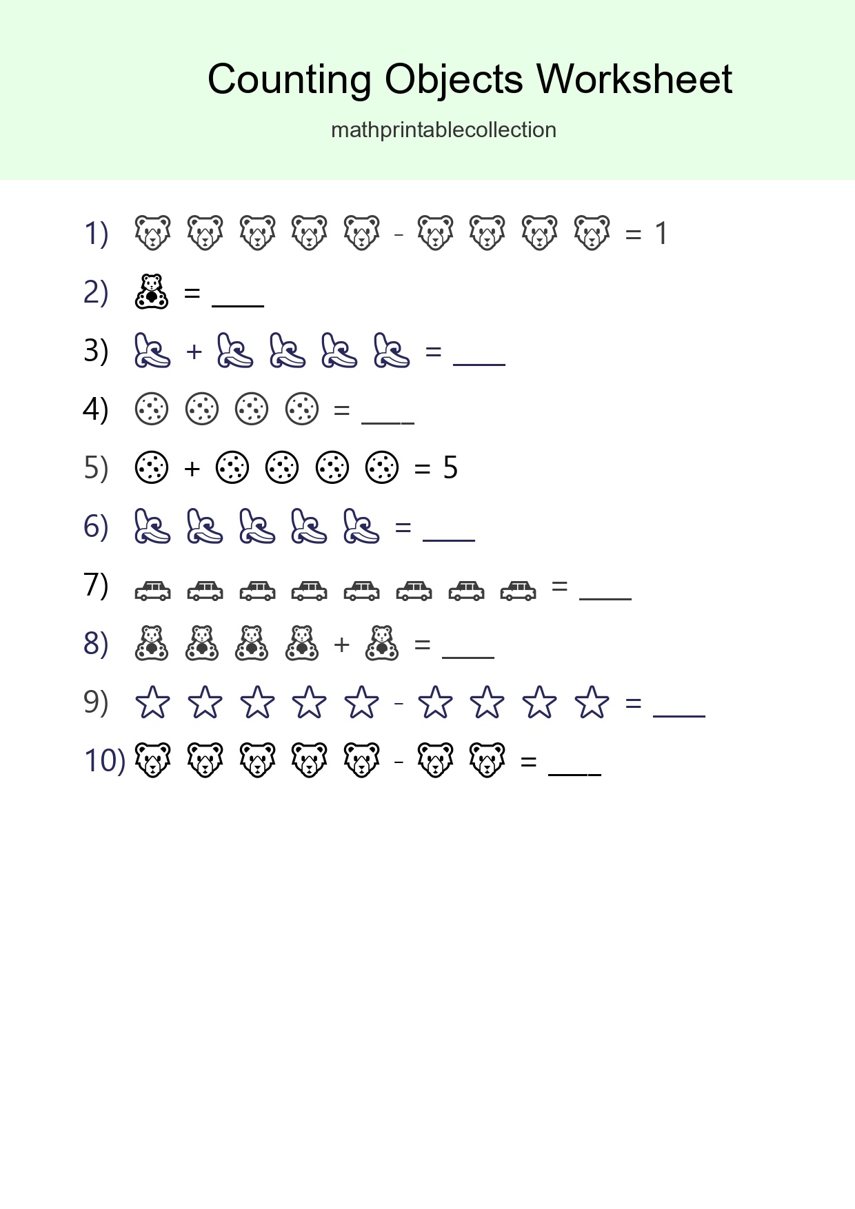 Free Counting Objects Worksheet For Kindergarten - Part 25