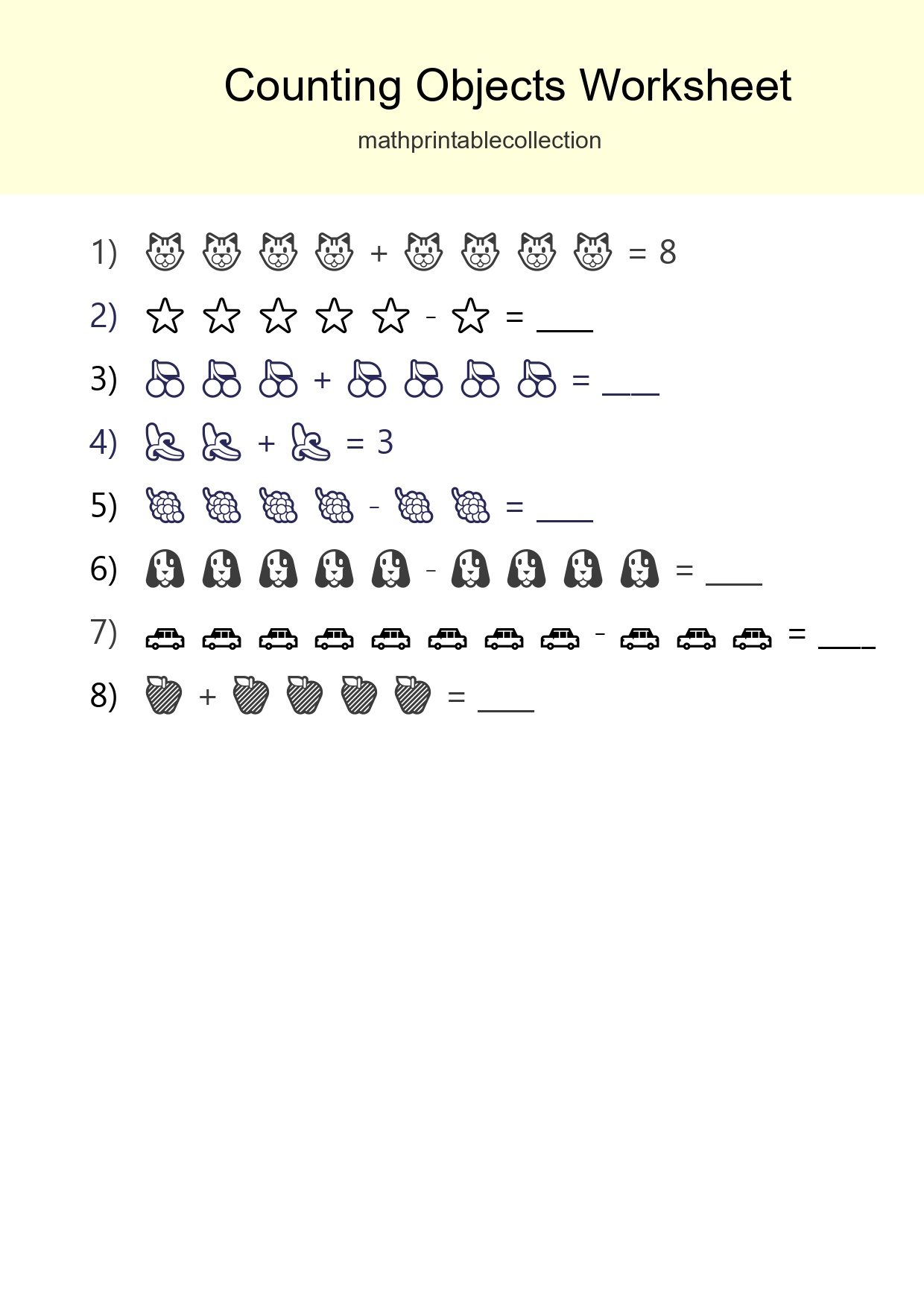 Free Counting Objects Worksheet For Kindergarten Printable - Part 124