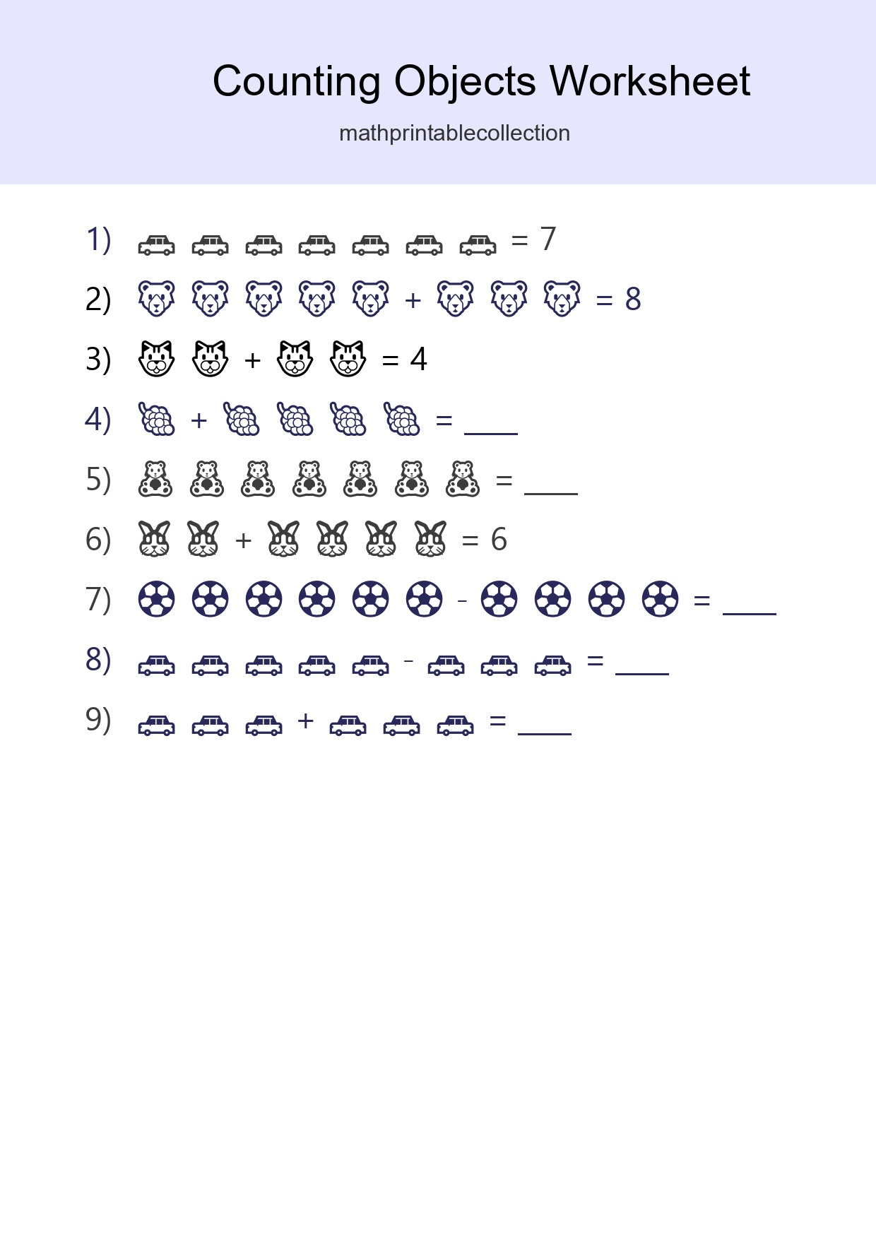 Free Counting Objects Worksheet For Kindergarten Printable - Part 168
