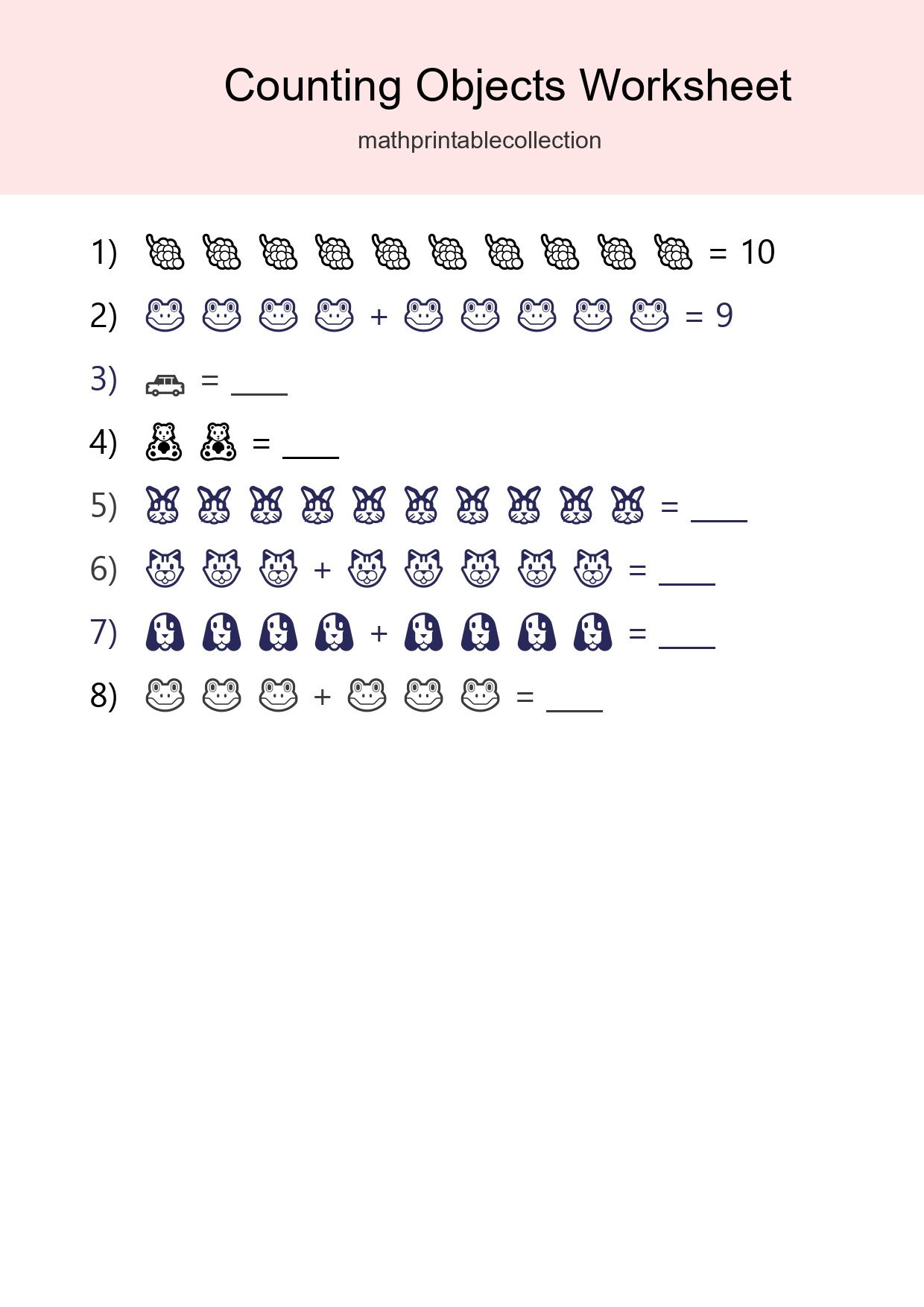 Free Counting Objects Worksheet For Kindergarten Printable - Part 201