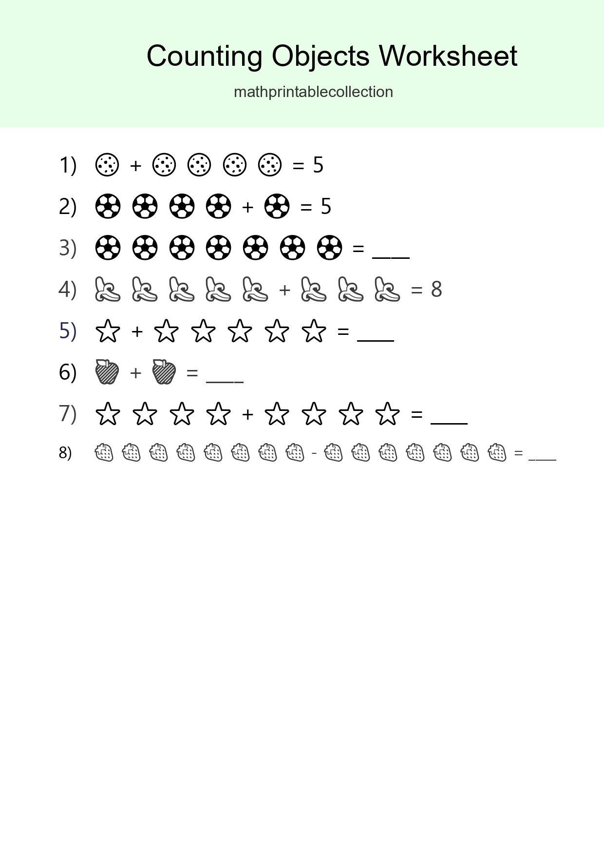 Free Counting Objects Worksheet For Kindergarten Printable - Part 223