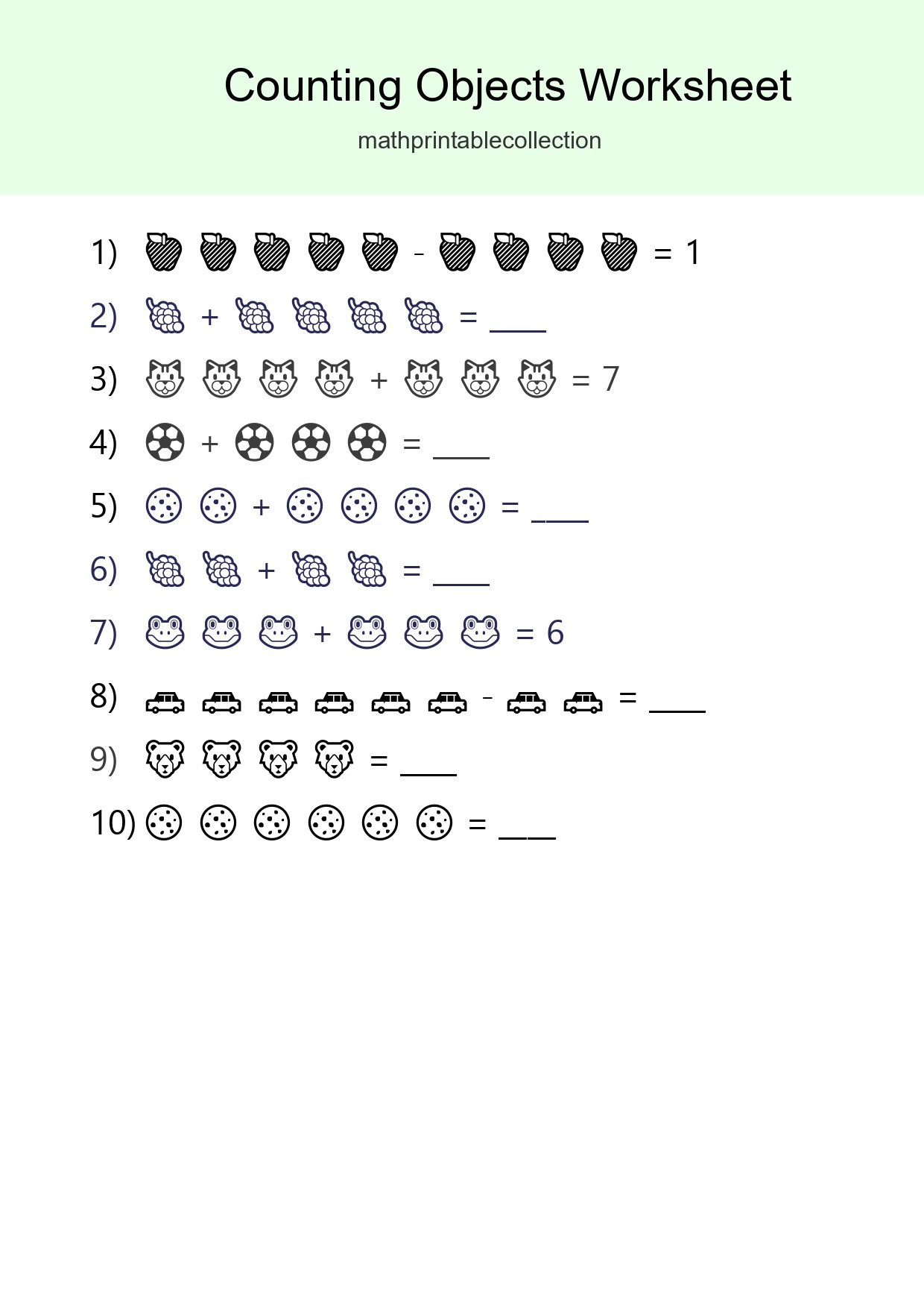 Free Counting Objects Worksheet For Kindergarten Printable - Part 69