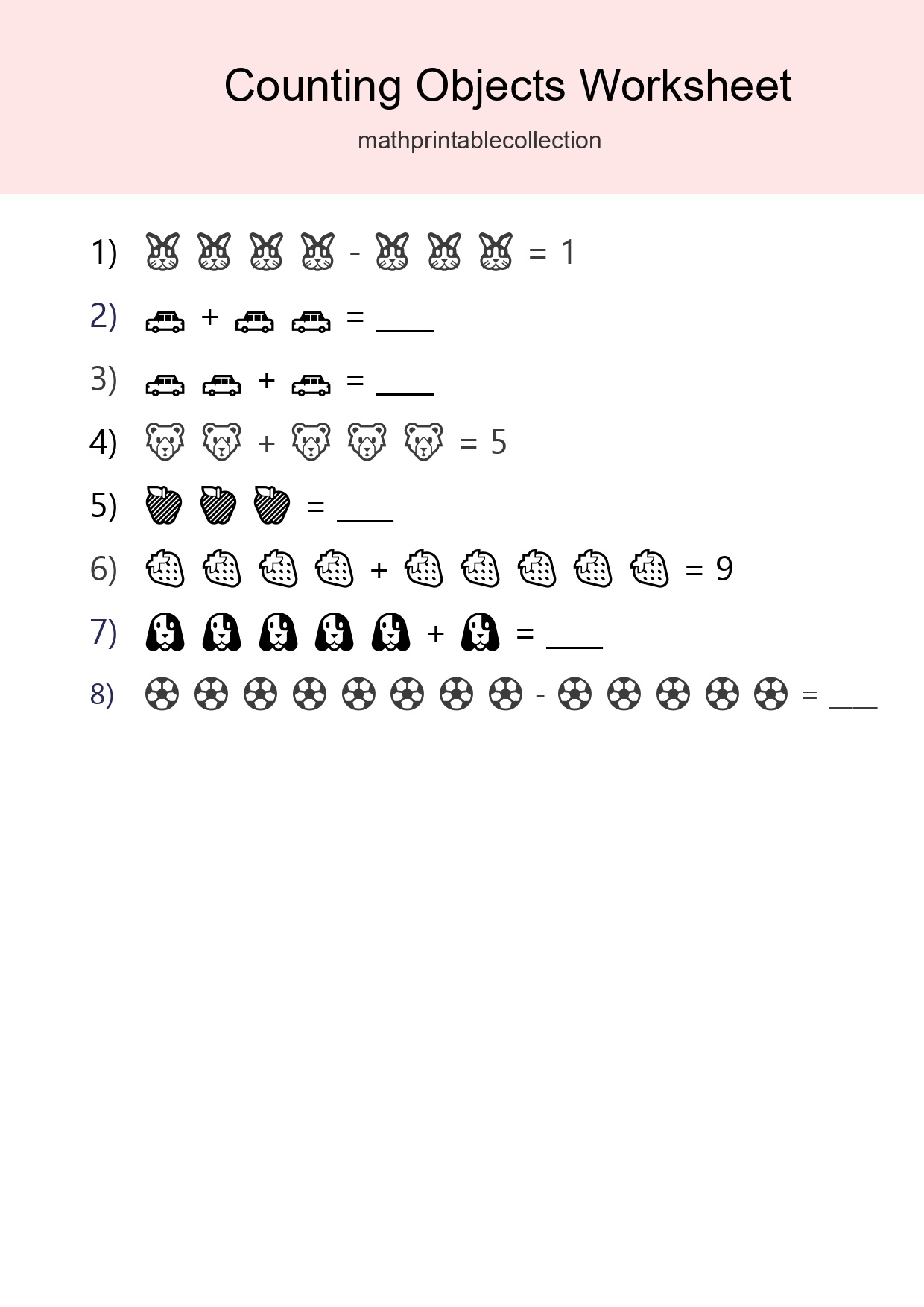 Free Counting Objects Worksheet For Kindergarten Printable - Part 91