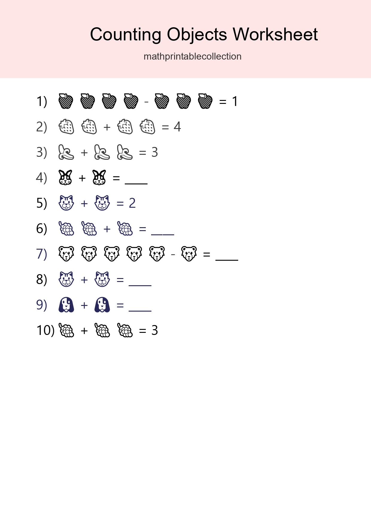 Free Counting Objects Worksheet For Pre-K Printable - Part 135