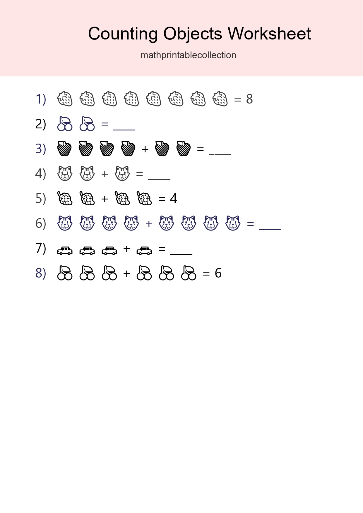 Kindergarten Count The Objects Worksheet - Part 190