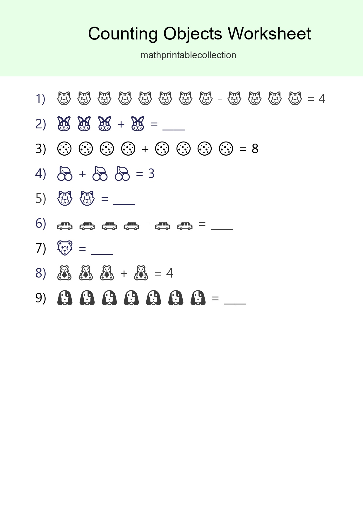 Learn Counting With Pictures Worksheet (Kindergarten) - Part 102