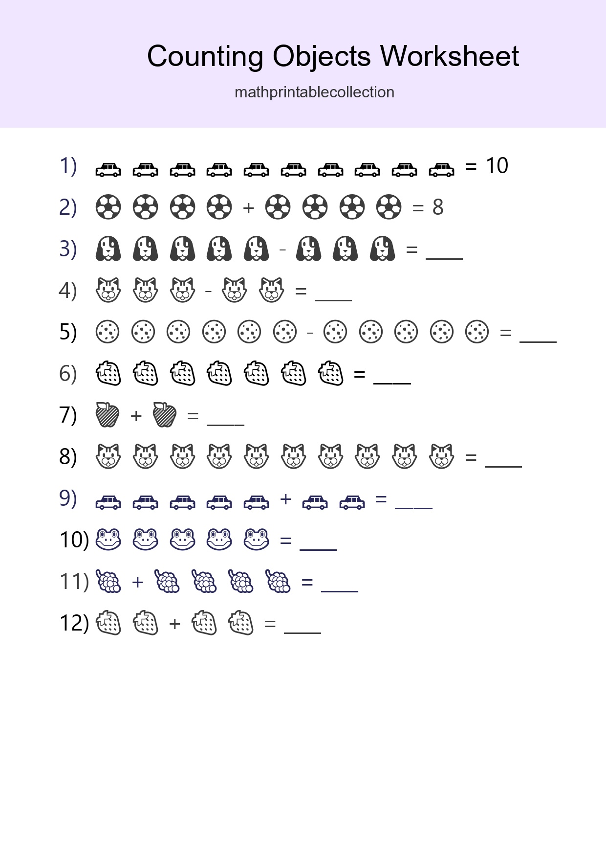 Learn Counting With Pictures Worksheet (Kindergarten) - Part 47