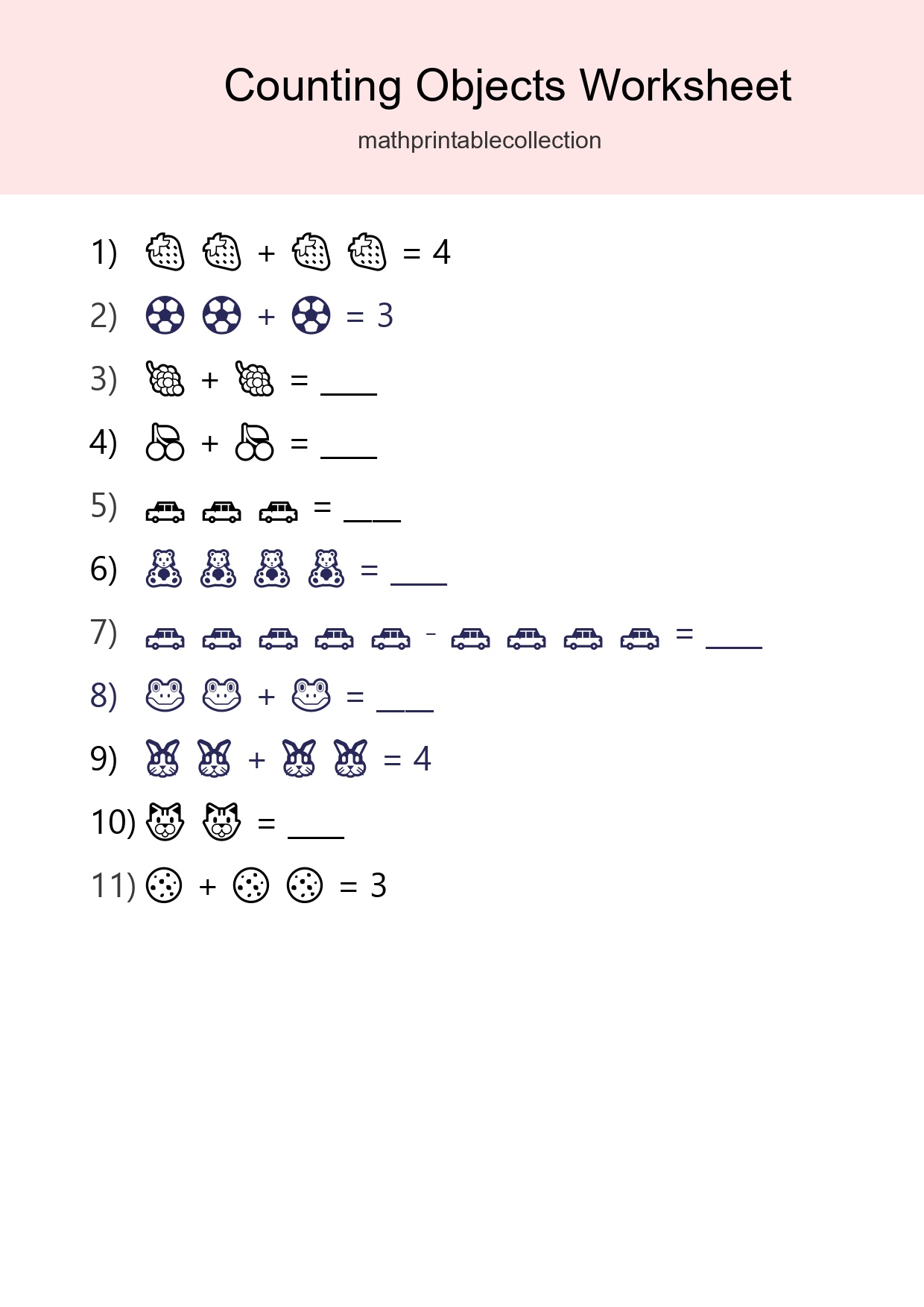 Pre-K Count The Objects Worksheet - Part 14