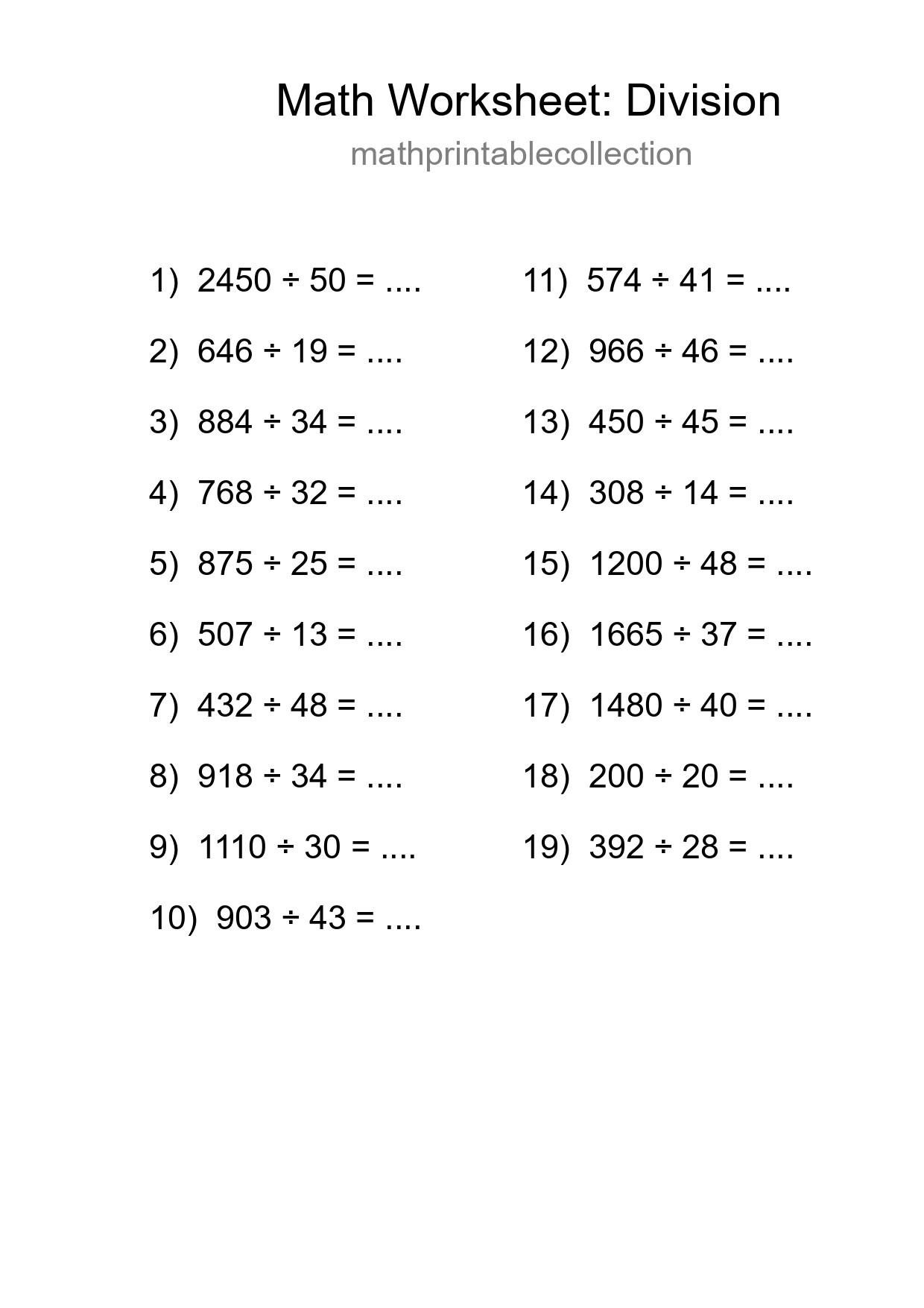 Printable Free 19 Division Math Worksheet For Grade 2 - Part 92